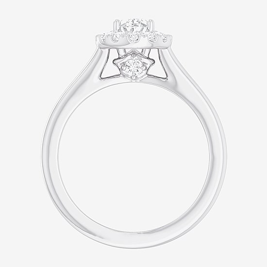 (G-H/SI1-SI2) Womens 1 CT. T.W. Lab Grown White Diamond 10K Gold Oval Halo Engagement Ring