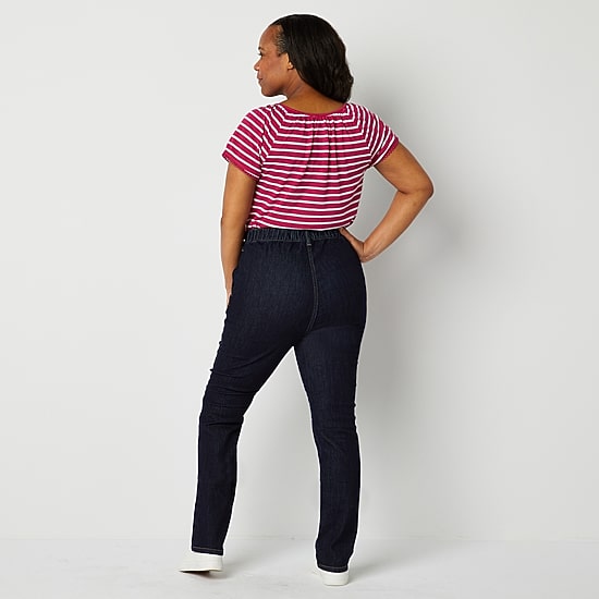 St. John's Bay Womens Mid Rise Adaptive Seated Wear Straight Leg Jean