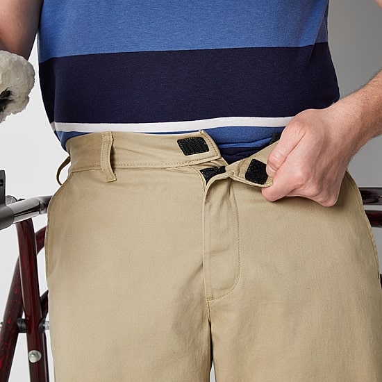 St. John's Bay Dexterity Mens 10" Adaptive Stretch Fabric Adjustable Features Easy-on + Easy-off Chino Short