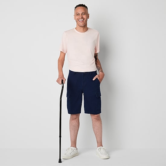 St. John's Bay Dexterity Mens 10" Adaptive Stretch Fabric Adjustable Features Easy-on + Easy-off Cargo Short