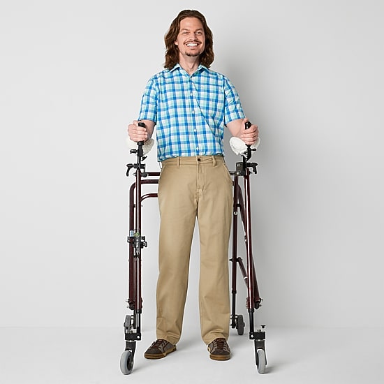 St. John's Bay Dexterity Universal Wrinkle Free Easy Care Mens Adaptive Adjustable Features Easy-on + Easy-off Classic Fit Flat Front Pant