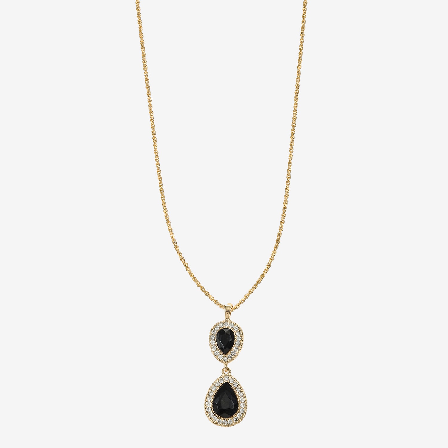 Monet Jewelry Gold Tone Halo Womens Black Glass 17 Inch Pendant Necklace