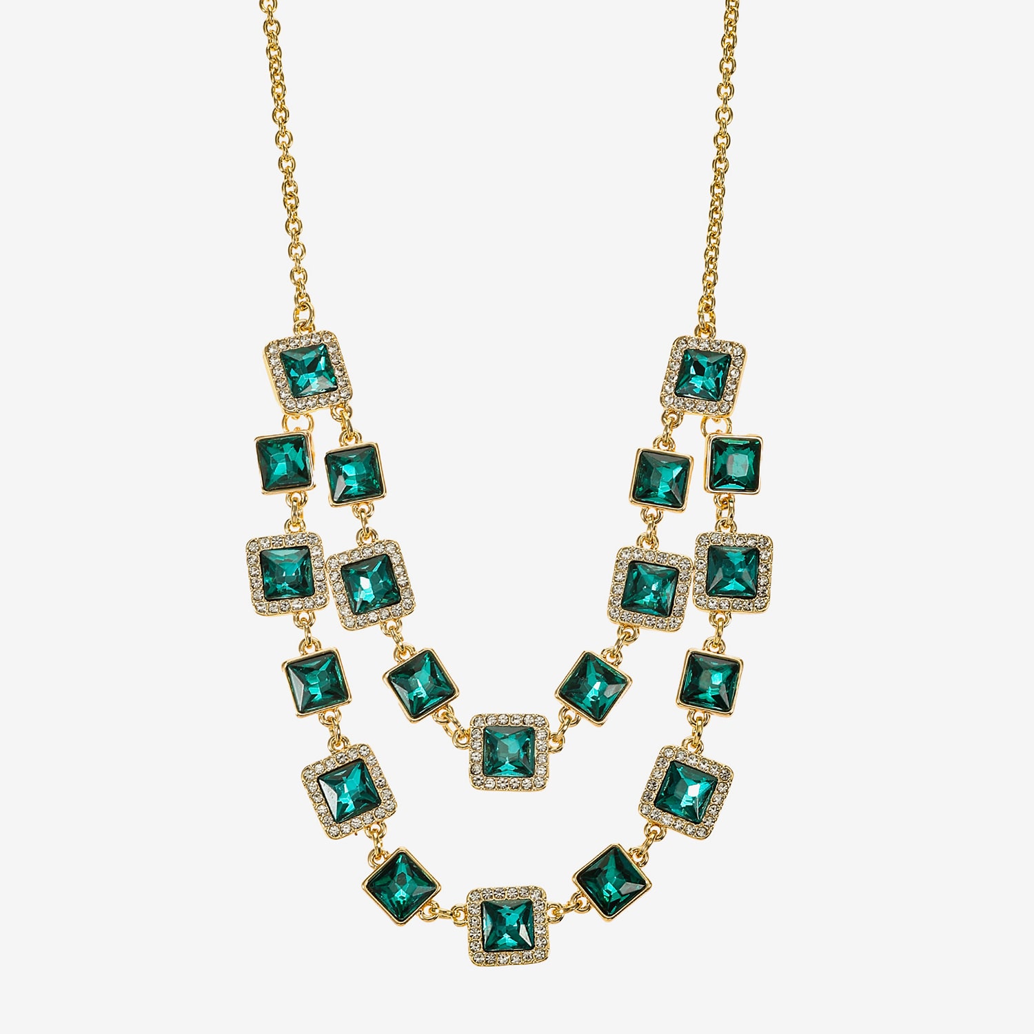 Monet Jewelry Halo Womens Green Glass 18 Inch Strand Necklace