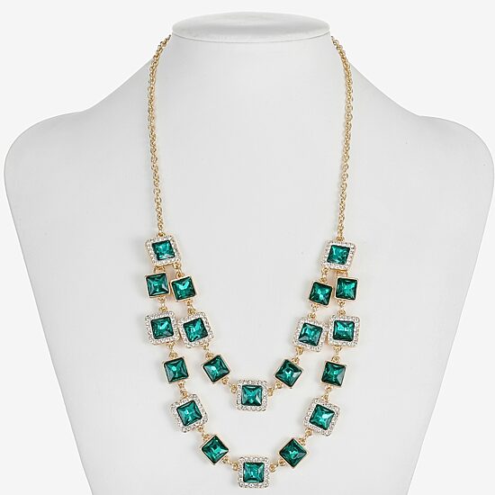 Monet Jewelry Halo Womens Green Glass 18 Inch Strand Necklace
