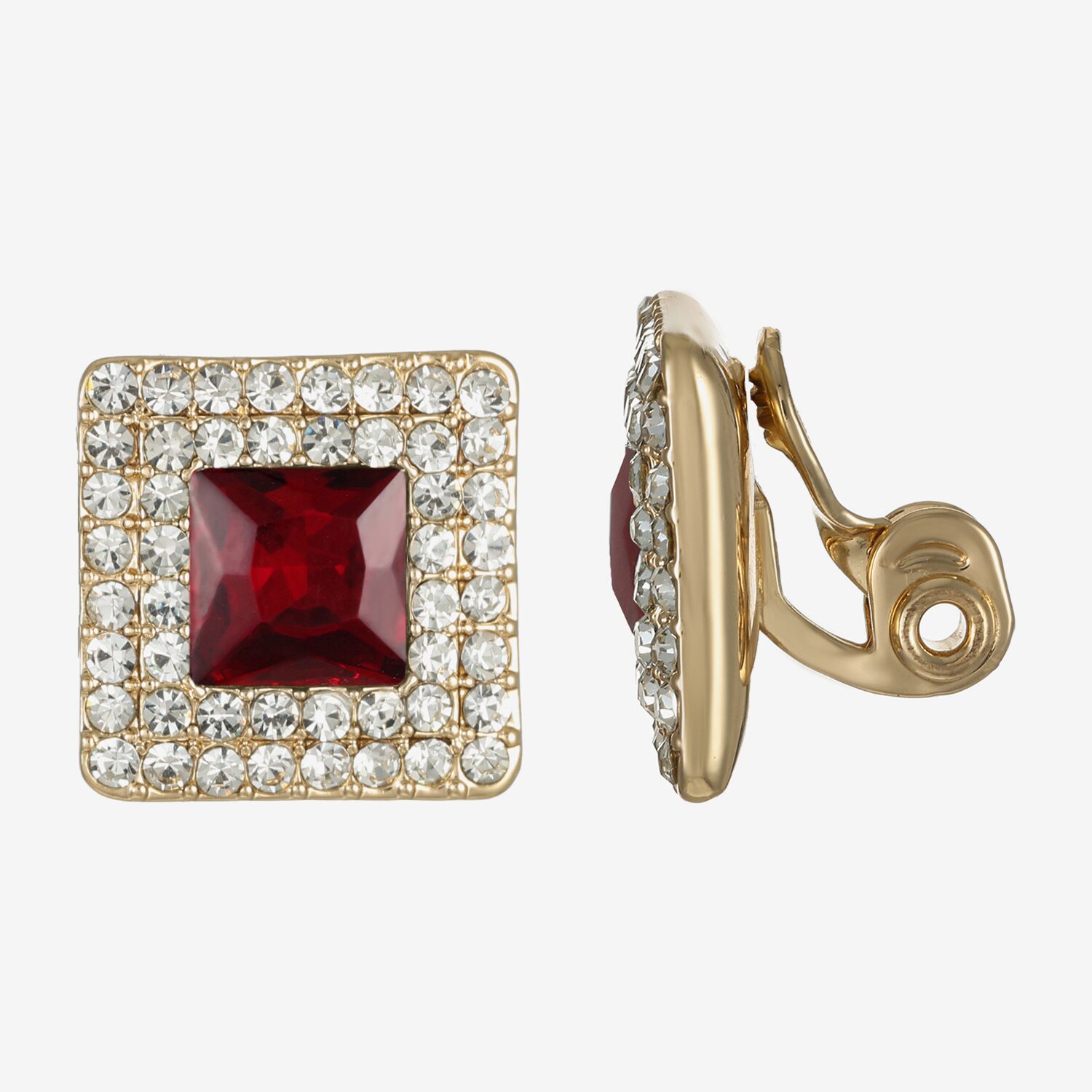 Monet Jewelry Halo Button Womens Glass Square Clip On Earrings