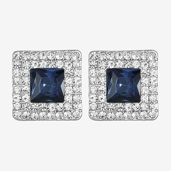 Monet Jewelry Halo Button Womens Glass Square Clip On Earrings