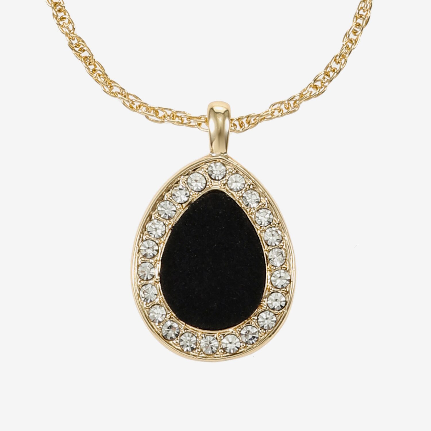 Monet Jewelry Gold Tone Velvet Halo Womens Glass 17 Inch Pendant Necklace