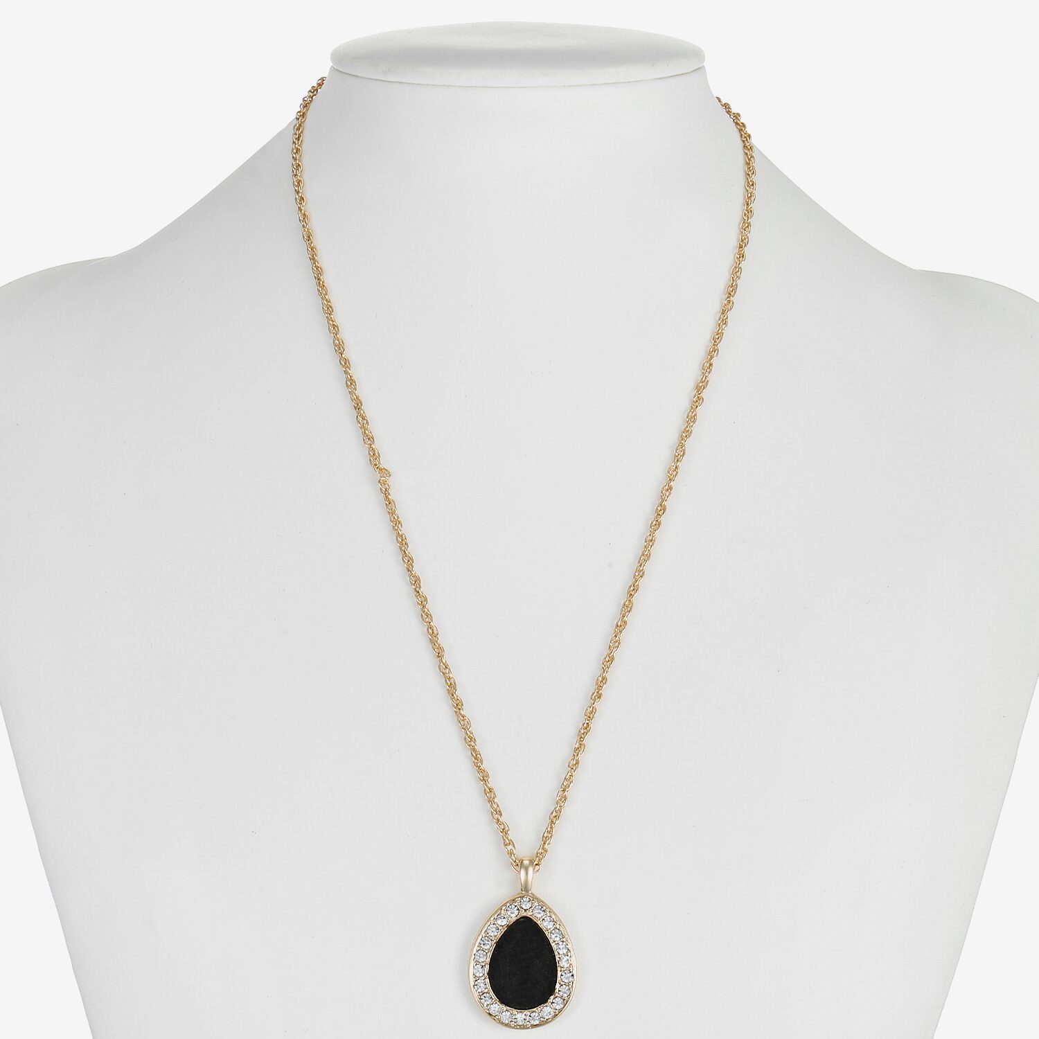 Monet Jewelry Gold Tone Velvet Halo Womens Glass 17 Inch Pendant Necklace