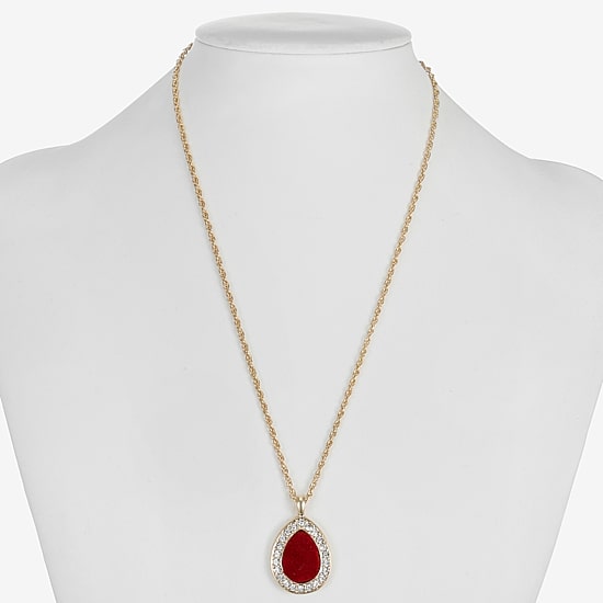 Monet Jewelry Gold Tone Velvet Halo Womens Glass 17 Inch Pendant Necklace