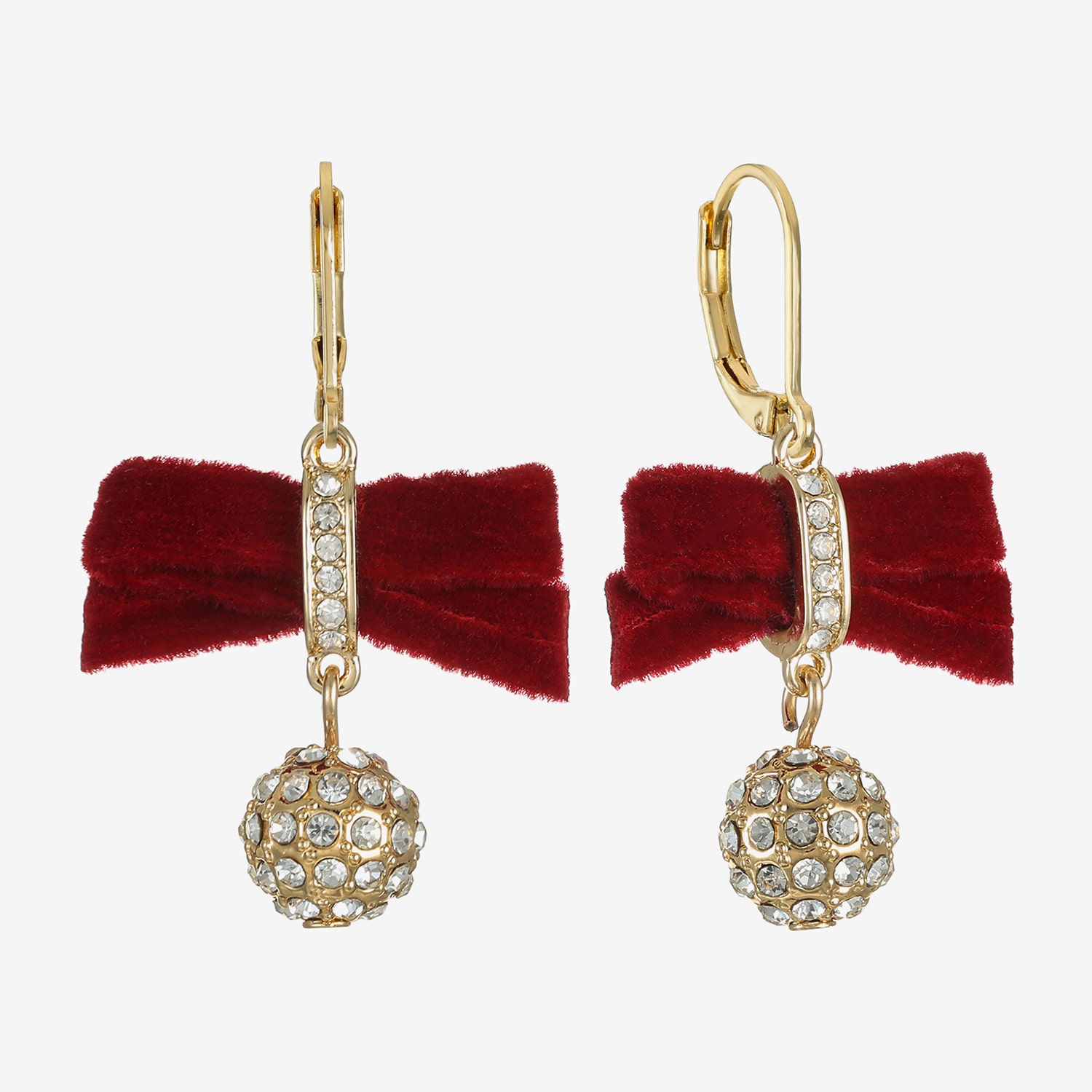 Monet Jewelry Gold Tone Velvet Womens Glass Bow Drop Earrings