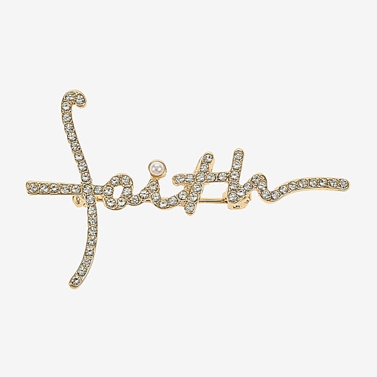 Monet Jewelry Gold Tone Faith Glass Pin