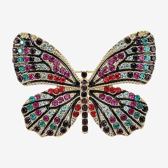 Monet Jewelry Gold Tone Monarch Multi Color Glass Pin