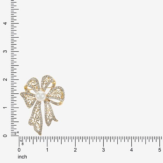 Monet Jewelry Gold Tone White Glass Pin