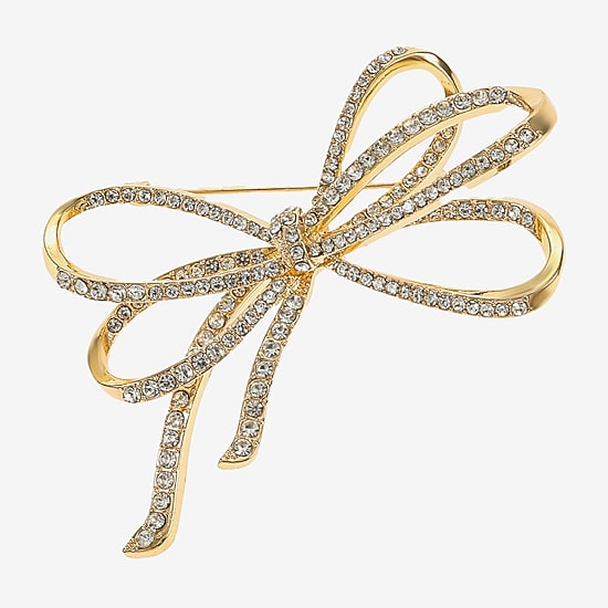 Monet Jewelry Gold Tone Glass Pin