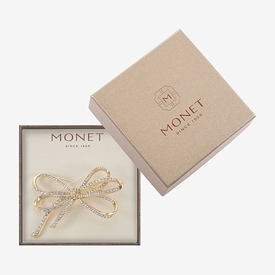 Monet Jewelry Gold Tone Glass Pin