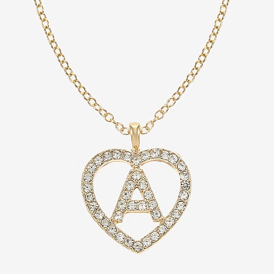 Monet Jewelry Gold Tone Initial Pendant Necklace & Stud Earring Womens Glass Heart 2-pc. Jewelry Set
