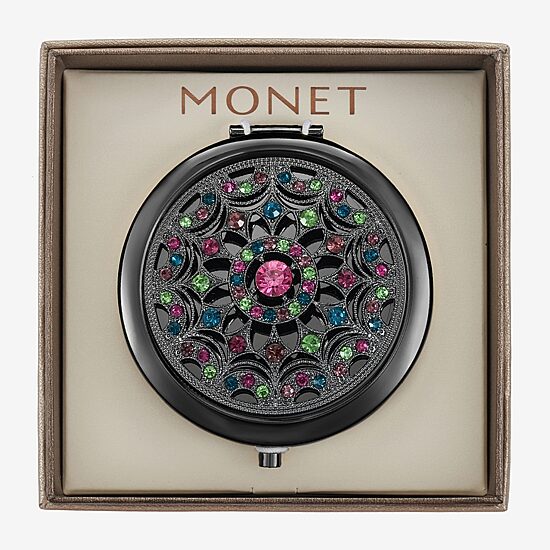 Monet Jewelry Grey Tone Multi Gray Compact Mirror