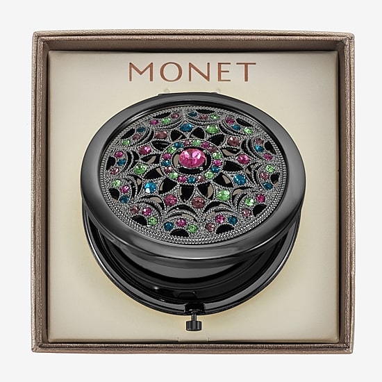 Monet Jewelry Grey Tone Multi Gray Compact Mirror