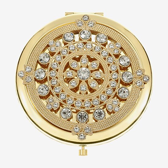 Monet Jewelry Mandela Gold Tone Compact Mirror