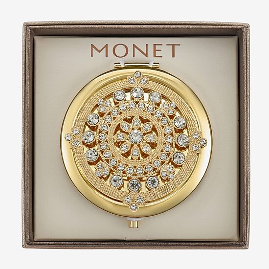 Monet Jewelry Mandela Gold Tone Compact Mirror