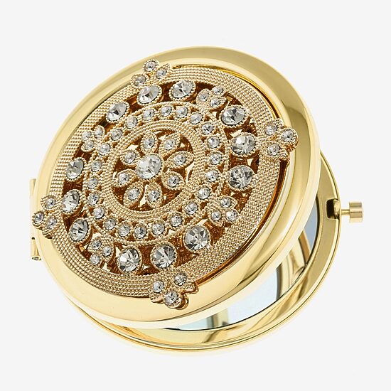 Monet Jewelry Mandela Gold Tone Compact Mirror