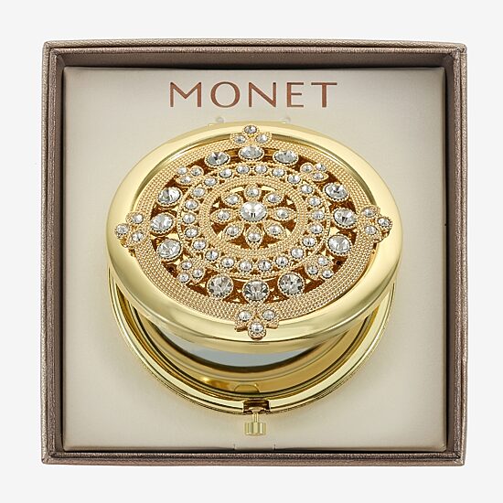 Monet Jewelry Mandela Gold Tone Compact Mirror