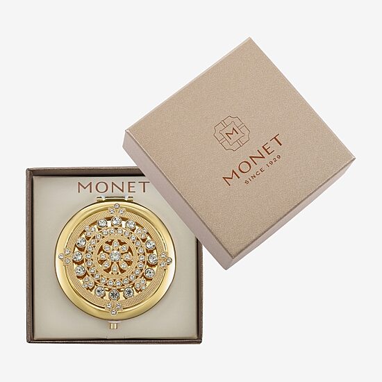 Monet Jewelry Mandela Gold Tone Compact Mirror