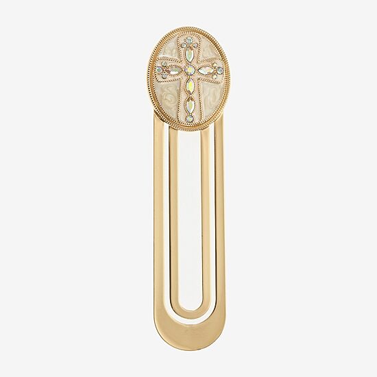 Monet Jewelry Gold Tone White Cross Bookmark