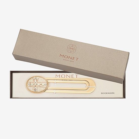 Monet Jewelry Gold Tone White Cross Bookmark