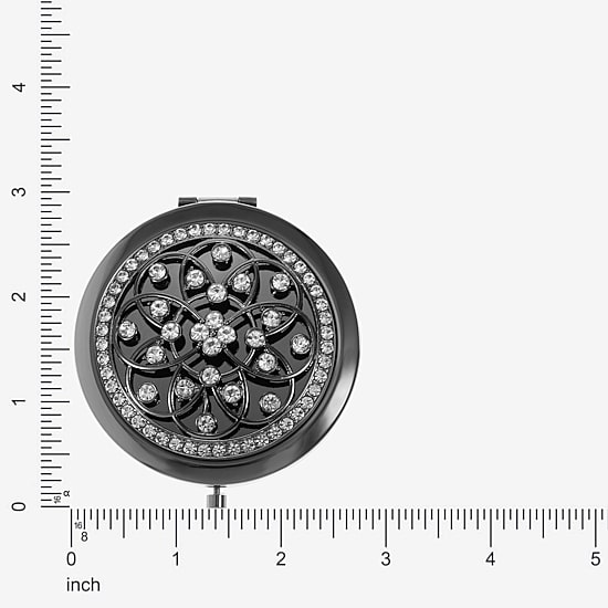 Monet Jewelry Grey Tone Filagree Gray Compact Mirror