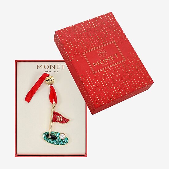 Monet Jewelry Gold Tone 18 Hole Golf Christmas Ornament