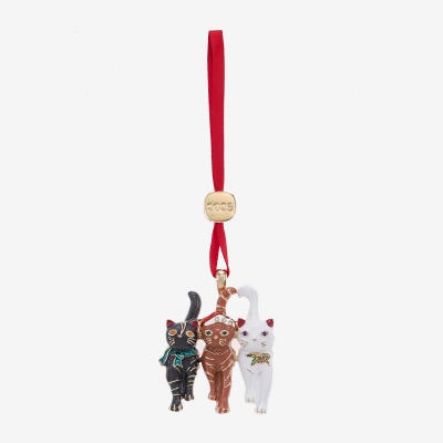 Monet Jewelry Gold Tone Cat Trio Christmas Ornament