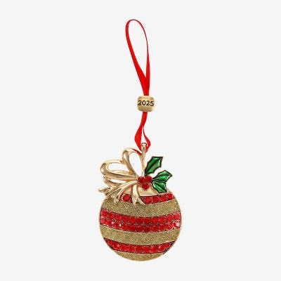 Monet Jewelry Gold Tone Holly Christmas Ornament