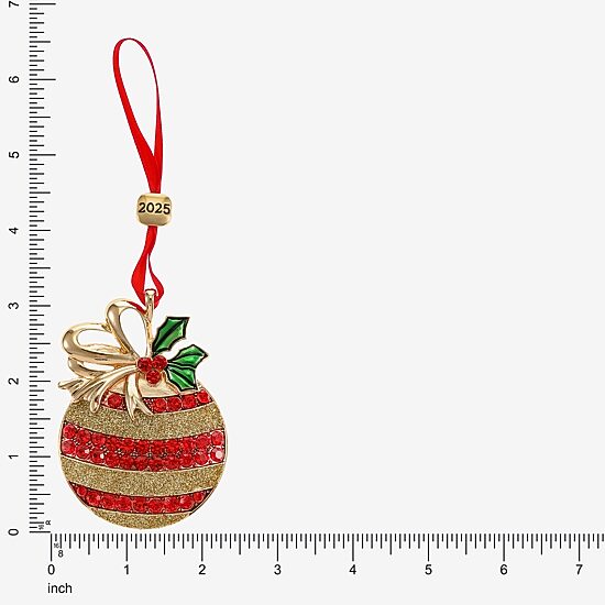 Monet Jewelry Gold Tone Holly Christmas Ornament