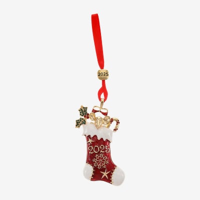 Monet Jewelry Gold Tone Red Stocking Christmas Ornament