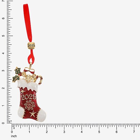 Monet Jewelry Gold Tone Red Stocking Christmas Ornament