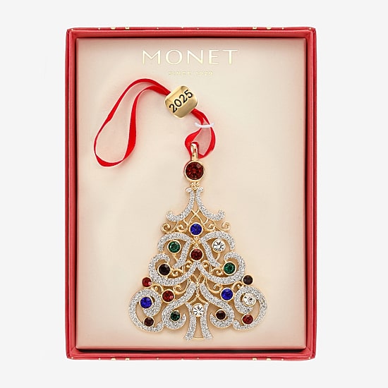 Monet Jewelry Silver Tone Christmas Tree Christmas Ornament