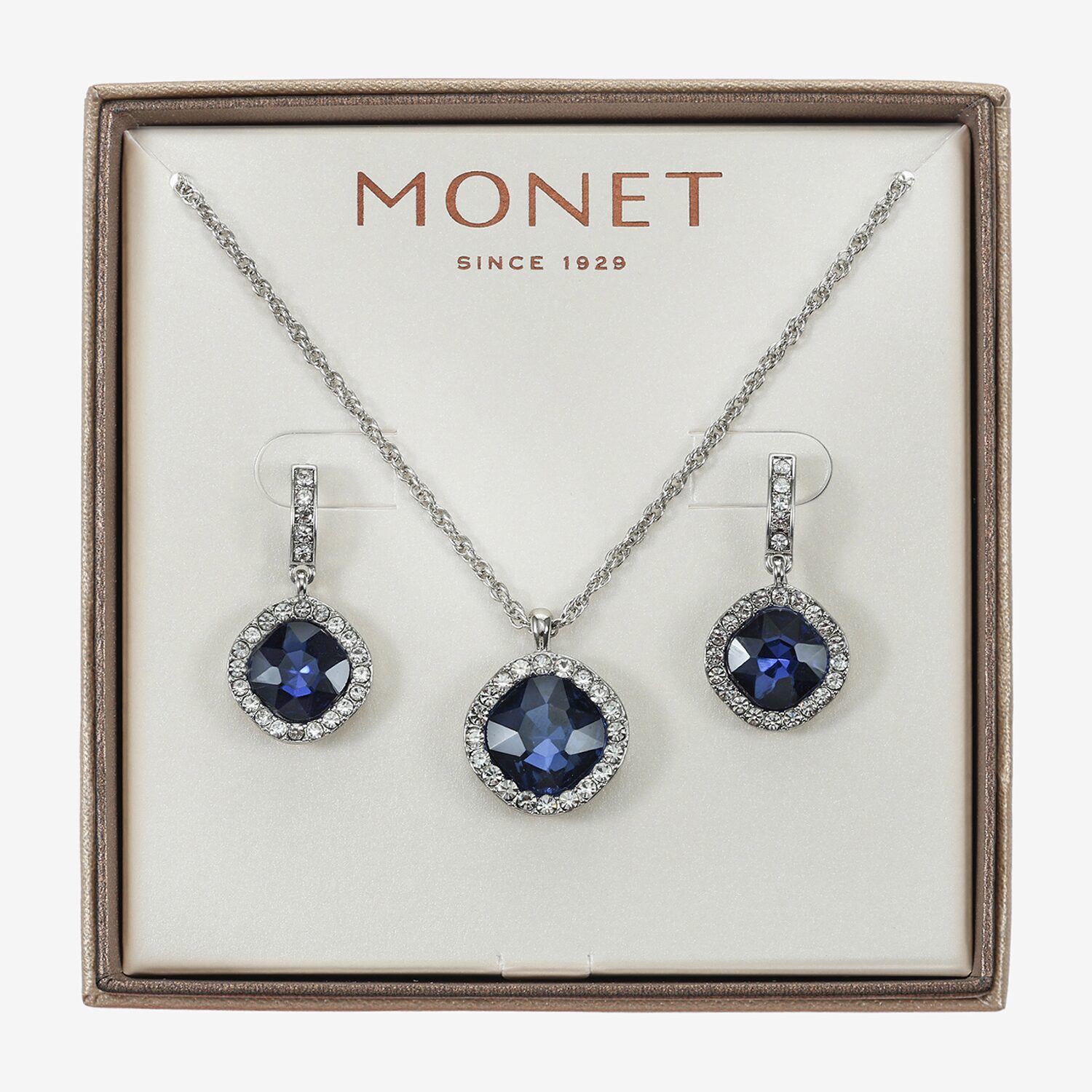 Monet Jewelry Pendant Necklace & Drop Earring Womens Glass Cushion 2-pc. Jewelry Set