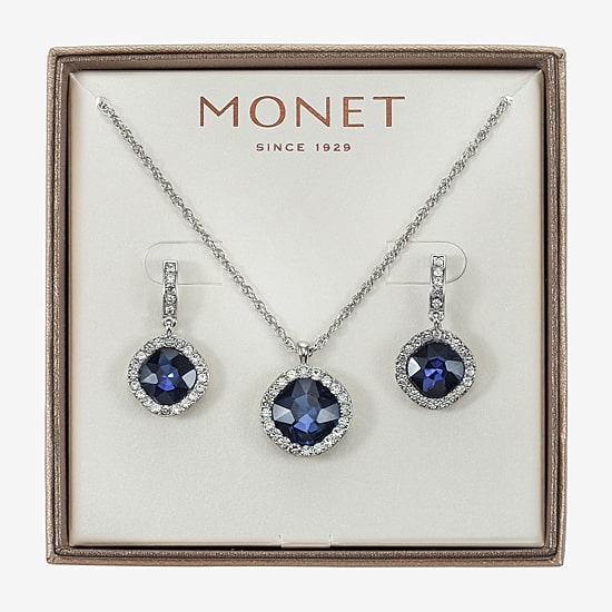 Monet Jewelry Pendant Necklace & Drop Earring Womens Glass Cushion 2-pc. Jewelry Set
