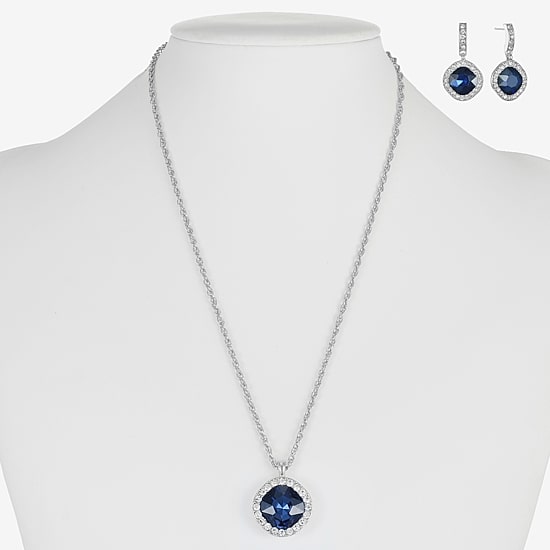 Monet Jewelry Pendant Necklace & Drop Earring Womens Glass Cushion 2-pc. Jewelry Set
