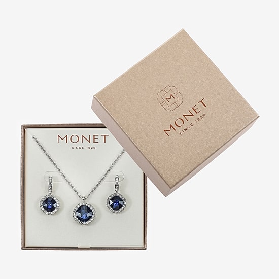 Monet Jewelry Pendant Necklace & Drop Earring Womens Glass Cushion 2-pc. Jewelry Set