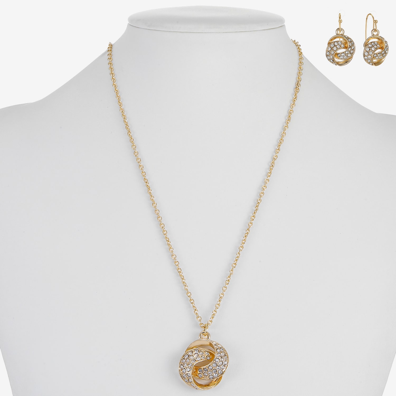 Monet Jewelry Gold Tone Pendant Necklace & Drop Earring Womens Glass Round 2-pc. Jewelry Set