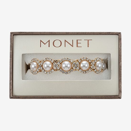 Monet Jewelry Gold Tone Halo Coil Womens Glass Wrap Bracelet