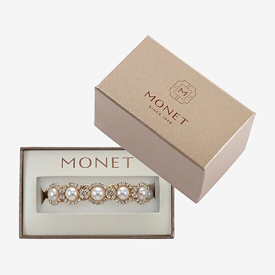 Monet Jewelry Gold Tone Halo Coil Womens Glass Wrap Bracelet