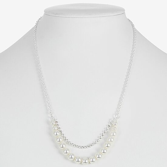 Monet Jewelry Timeless Silver Tone Frontal Womens Glass 16 Inch Strand Necklace