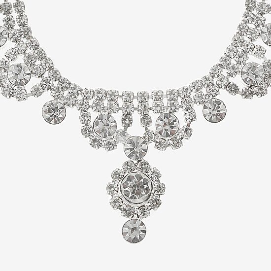 Monet Jewelry Timeless Silver Tone Womens Glass 17 Inch Y Necklace