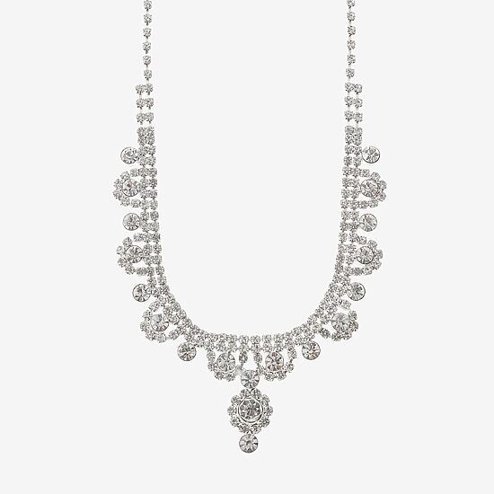 Monet Jewelry Timeless Silver Tone Womens Glass 17 Inch Y Necklace