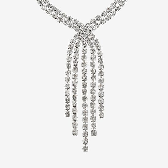 Monet Jewelry Timeless Silver Tone Tassel Womens Glass 17 Inch Y Necklace
