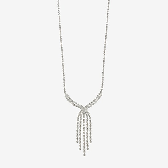 Monet Jewelry Timeless Silver Tone Tassel Womens Glass 17 Inch Y Necklace