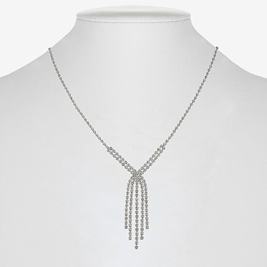 Monet Jewelry Timeless Silver Tone Tassel Womens Glass 17 Inch Y Necklace